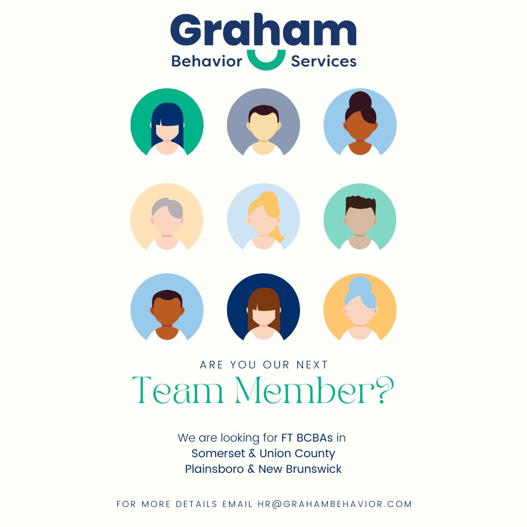 Calling all BCBAs 📣 We are looking for FT BCBAs in Somerset & Union Country as well as the Plainsboro/New Brunswick area📍Email hr@grahambehavior.com and be one step closer to joining the GBS Dream Team! ⭐️
#ABAJobs #NJJobs #NowHiring #WorkWithUs #JobOpportunity