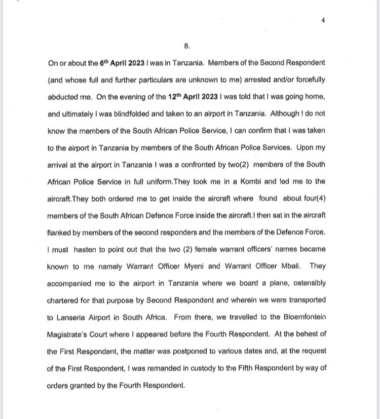 IsmailAbramjee's tweet photo. BREAKING: 
I can now exclusively reveal details of how Dr Nandipha Magudumana was arrested in Tanzania. The details appear from her affidavit in which she is applying to get her abduction and arrest set aside. She claims she was unlawfully arrested in Tanzania by SAPS. https://t.co/EEc654V2wG