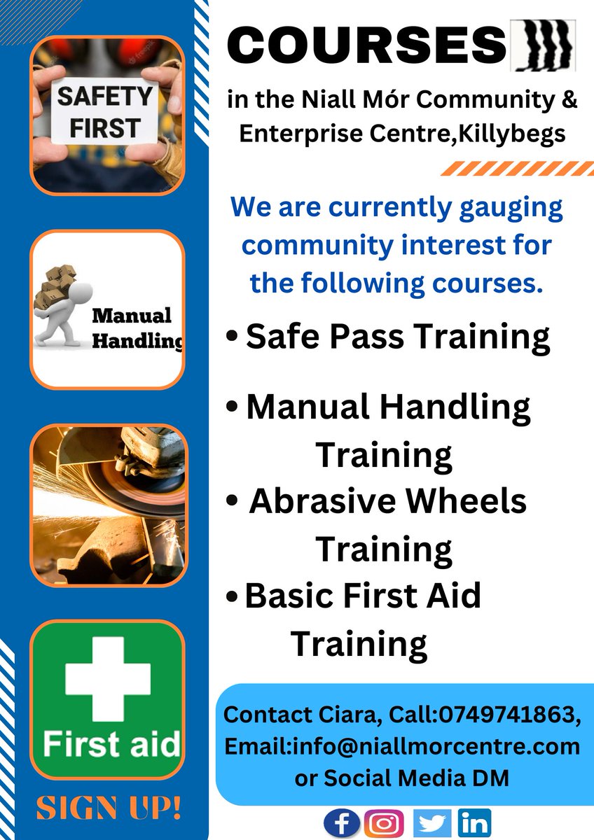 mor_niall's tweet photo. Interested in any of these courses? We would be interested in hearing from you. Call:074941863 Email:info@niallmorcentre.com or Social Media DM
#killybegs #community #courses #upskilling https://t.co/YxY4FRXSXd