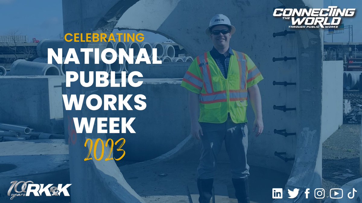 Happy National Public Works Week to the public works professionals and projects that help connect us! For more about #NPWW and ways to celebrate, visit rkk.co/NPWW2023. #WeAreRKK #ConnectingTheWorld #RKK100