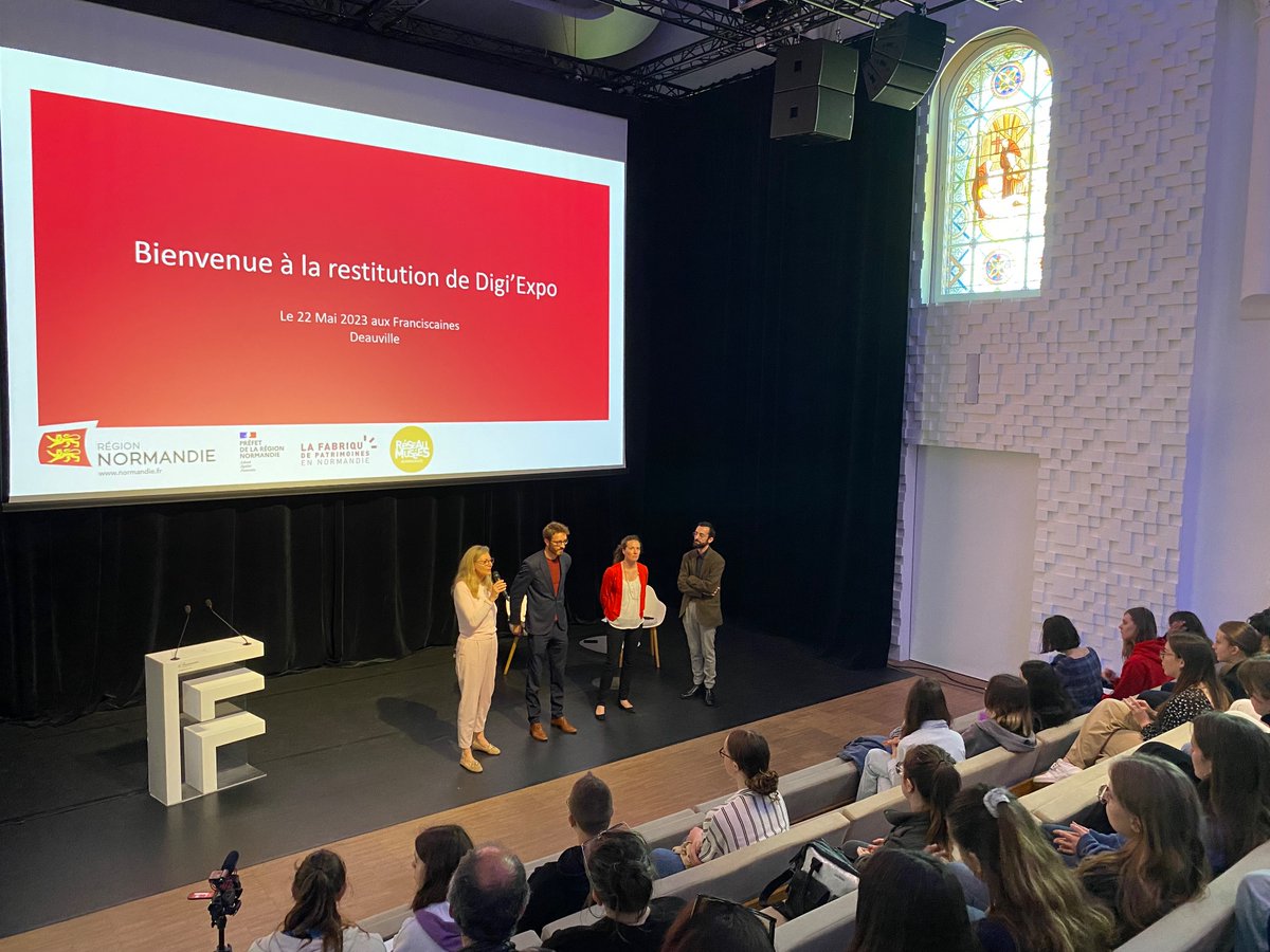reseaudesmusees's tweet photo. /Événement/
Aujourd’hui, restitution du projet #Digiexpo, subventionné par @RegionNormandie, porté par la Fabrique de #patrimoines #Normandie. Présentation des 3 classes de leur galerie #Numerique  &amp; des maquettes par le scénographe Jean-Charles Remicourt. À demain pour + d’infos https://t.co/ArM5NO6wRV