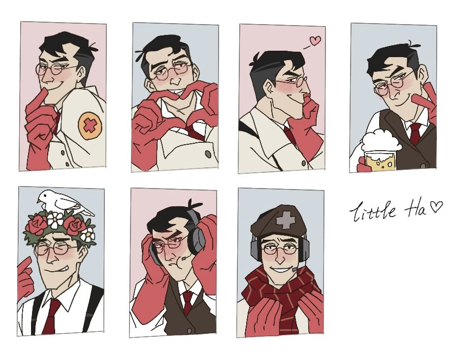 littleha23312's tweet photo. These medic portraits are only a small part of the new painting. They look lovely, don't they?🥴
#TF2 #tf2medic #TF2fanart #WIP https://t.co/UP5F7dbVgM