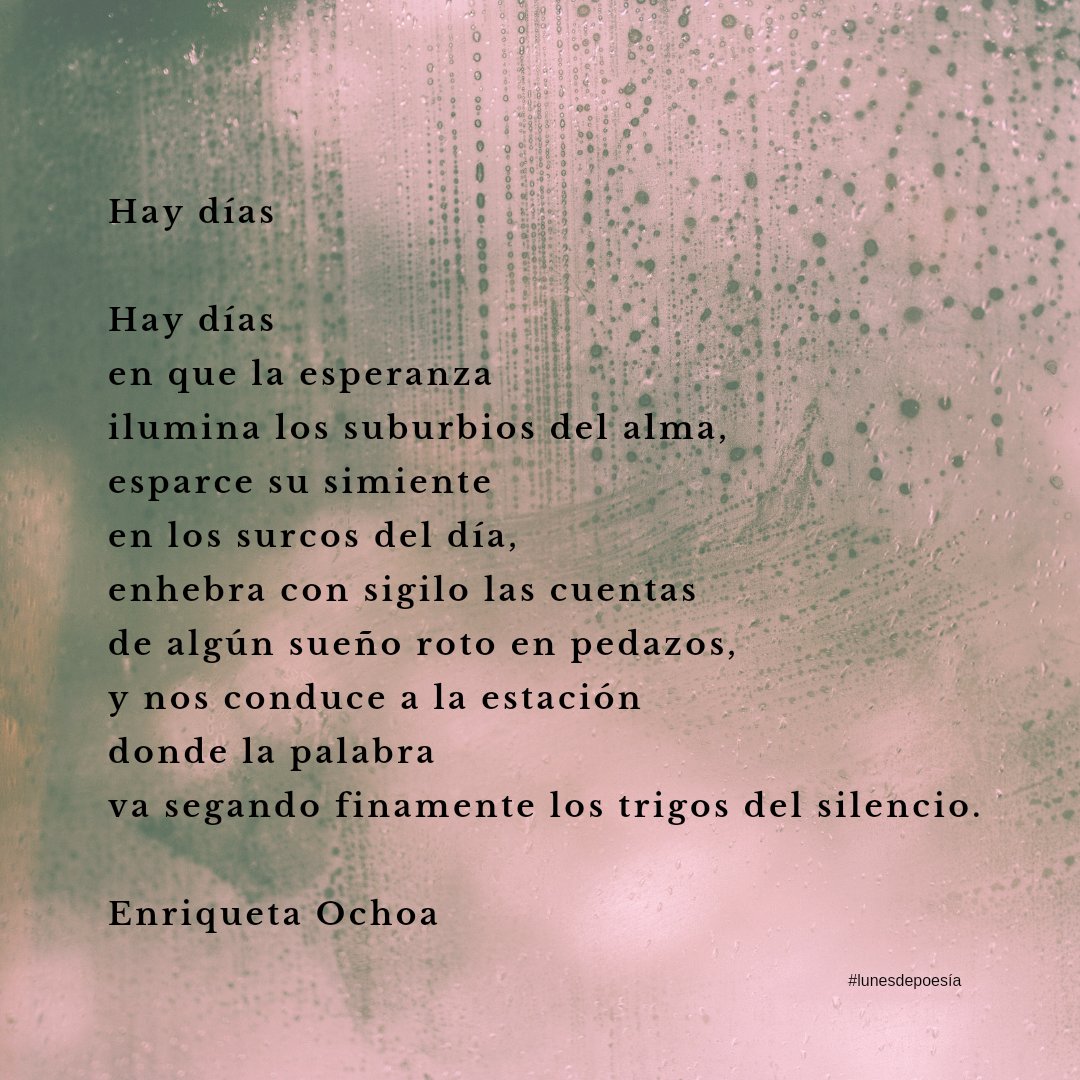znbustos's tweet photo. Lunes de poesía

Hay días de Enriqueta Ochoa

#lunesdepoesía #enriquetaochoa #poetamexicana #escritoraslatinoamericanas #poesía #poetry https://t.co/QVBPeUt2rv