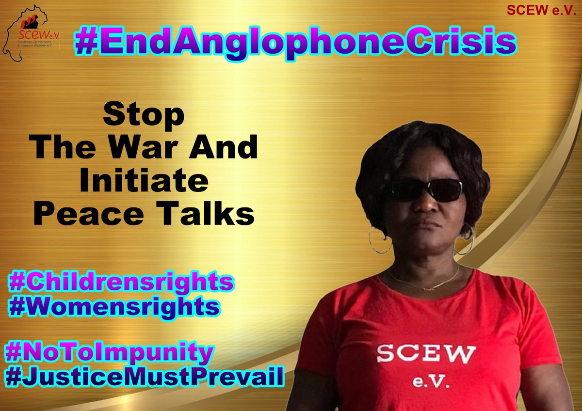 Southern Cameroons European Women (@scewtaks) on Twitter photo We appeal to the UNSC to mandate an independent Fact-Finding commission to investigate the war crimes perpetrated against the English-Speaking minority people.
#EndAnglophoneCrisis and initiate #Peacetalks
#Womensrights
#Childrensrights
<a href="/melaniejoly/">Mélanie Joly</a> <a href="/RepKarenBass/">Congressmember Bass</a> <a href="/KamalaHarris/">Kamala Harris</a> We appeal to the UNSC to mandate an independent Fact-Finding commission to investigate the war crimes perpetrated against the English-Speaking minority people.
#EndAnglophoneCrisis and initiate #Peacetalks
#Womensrights
#Childrensrights
<a href="/melaniejoly/">Mélanie Joly</a> <a href="/RepKarenBass/">Congressmember Bass</a> <a href="/KamalaHarris/">Kamala Harris</a>