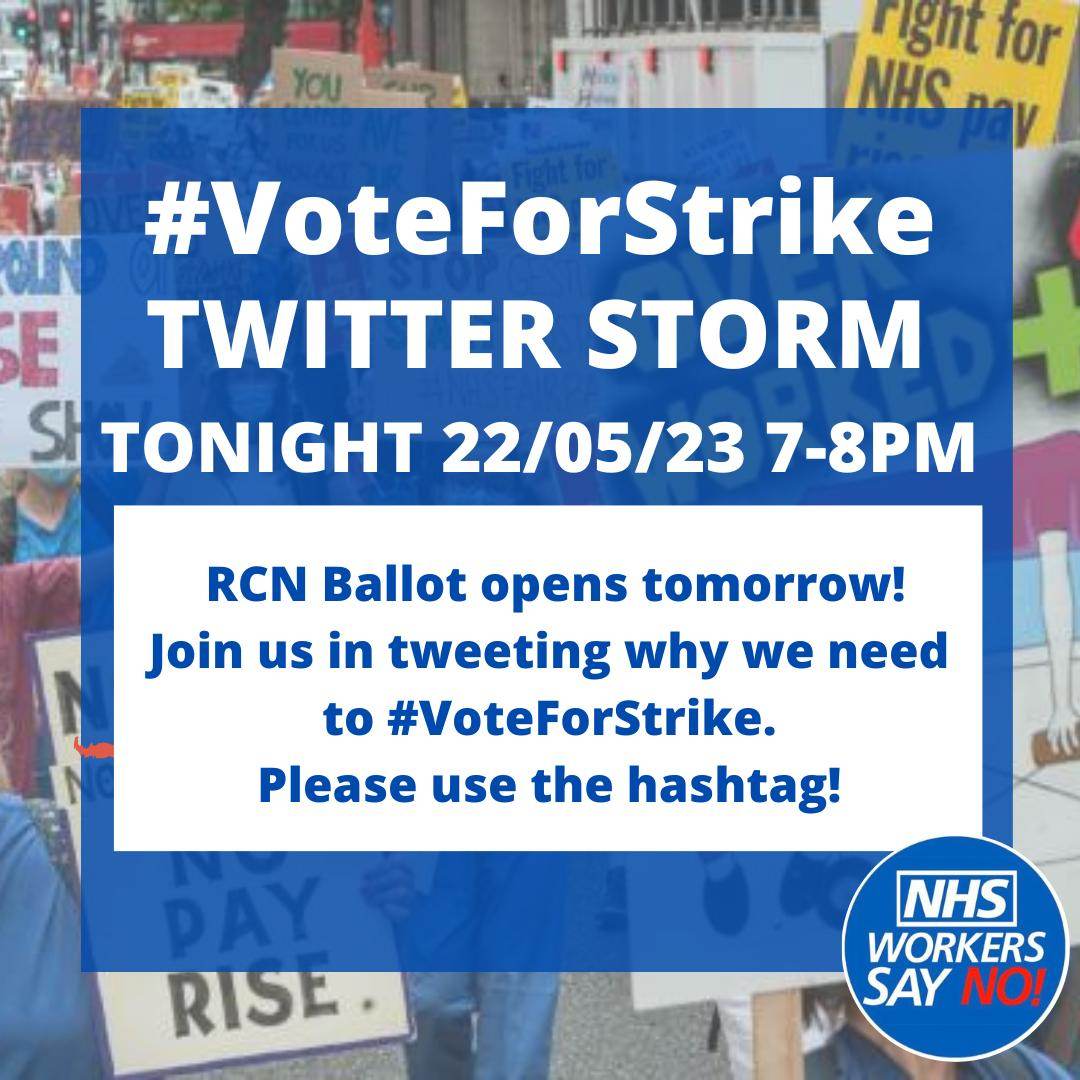 Support the @NHSworkersSayNo tonight! 7pm-8pm #VoteForStrike