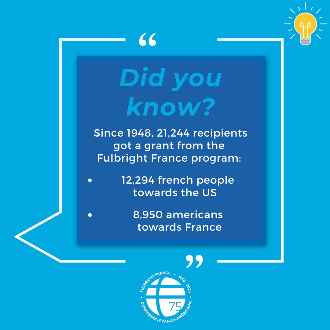 #FranceAlumniDay❓Did you know that there are so many @FulbrightFrance #alumni ? Since 1948, the Franco-American Commission has sent american grantees to France for study and research projects, and vice versa 🇫🇷🇺🇸

@CampusFrance 
@FulbrightPrgrm 
@USEmbassyFrance 
@francediplo