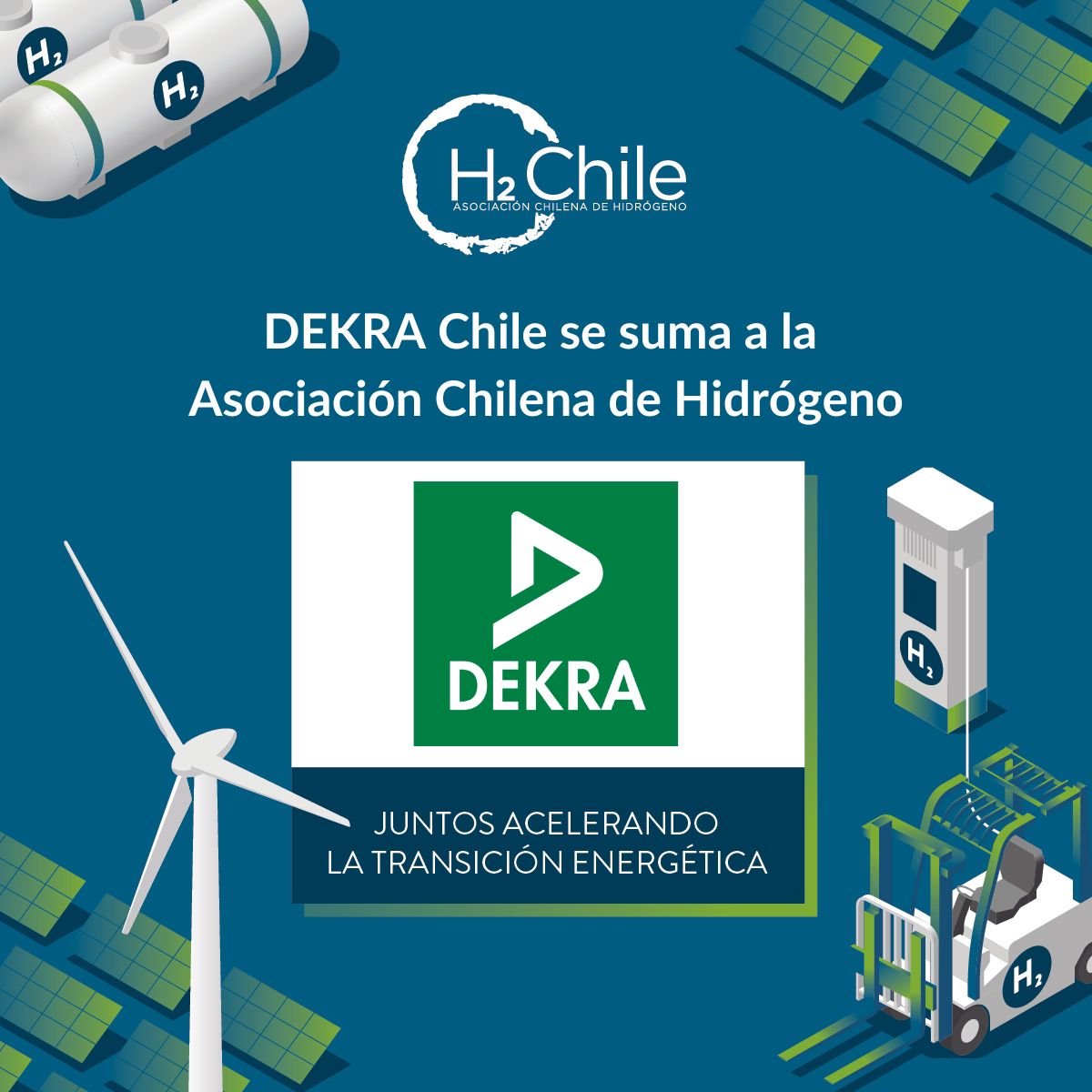 h2_chile's tweet photo. ¡La colaboración es clave! Damos una cordial bienvenida a DEKRA Chile, que ya forma parte del desafío para innovar, descubrir e impulsar el desarrollo del #HidrógenoVerde en Chile. Desde ahora, #H2Chile y DEKRA Chile se unen por una #TransiciónEnergéticaJusta. https://t.co/LA1Nom5BhA
