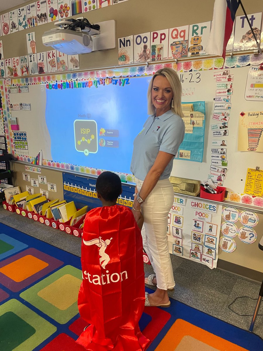 Check out Istation's Lauren Hermann at @JLBorenBears Career Day in @mansfieldisd! We love seeing Istationers inspiring the next generation of learners and supporting the communities we serve! #RedCapeCommunity #SupportingEducators