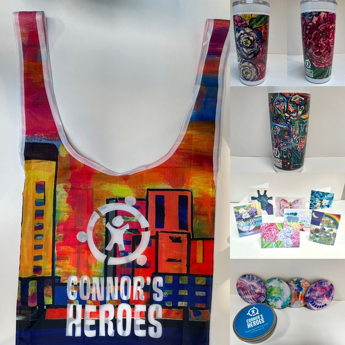 Our Swag Shop Is Open! Purchase a commemorative keepsake featuring the creative and awesome art presented at the Heroes Art Ball. Your purchase will help a childhood cancer family. 
one.bidpal.net/heroesartball2…
💙