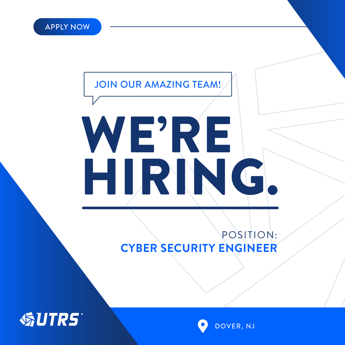 Are you a Cyber Security Engineer interested in working for a forward-thinking company? Are you ready to take on new challenges? Then we want you on the UTRS Team! Check out our job opening and apply today: bit.ly/3ZQWhqB #jobsearch #NJjobs #UTRS #cybersecurity #engineer