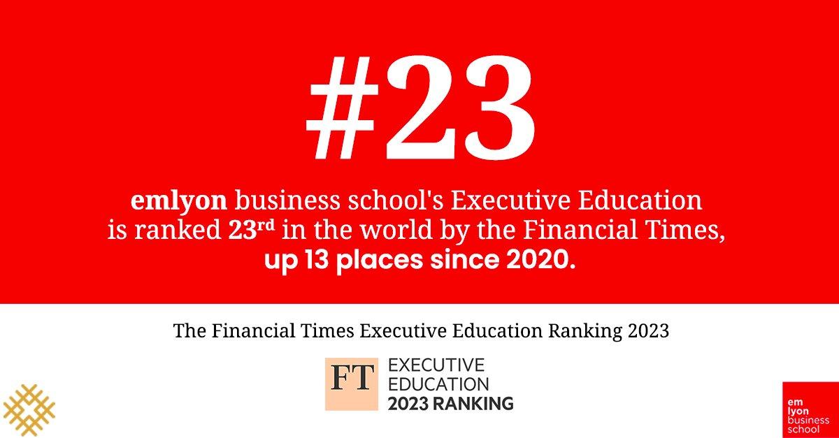 Le Financial Times classe l'#ExecutiveEducation d’<a href="/EMLYON/">emlyon business school</a> 23e au niveau mondial, + 13 places depuis 2020. 📈 🏆

Read more📌 ow.ly/E8XT104HImh 
#ranking #businessschool