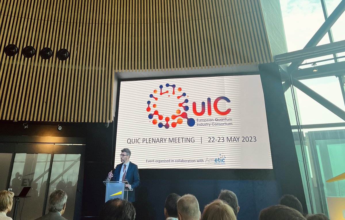 First day @EuroQuIC Plenary Meeting in Madrid started with interesting updates on the state of #quantumtechnologies in Spain and Europe, the main challenges of achieving quantum advantage in the EU and the potential impact of the #ChipsAct on #quantumcomputing.