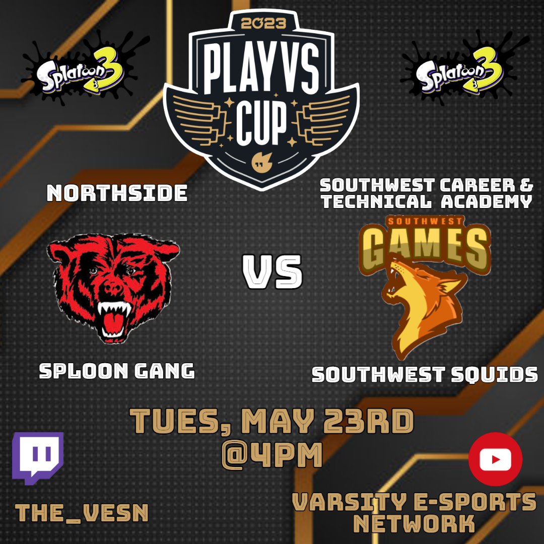 Tune in to watch as we take on the Southwest Squids in the 2nd round of the 2023 PlayVS Cup! @nhs_grizzlies <a href="/fsps_aa/">FSPS Athletics & Activities</a> <a href="/ArkActAssn/">Arkansas Activities Association</a>  <a href="/playvs/">PlayVS</a> <a href="/FSSchools/">Fort Smith Public Schools</a>  #playvscup #splatoon3