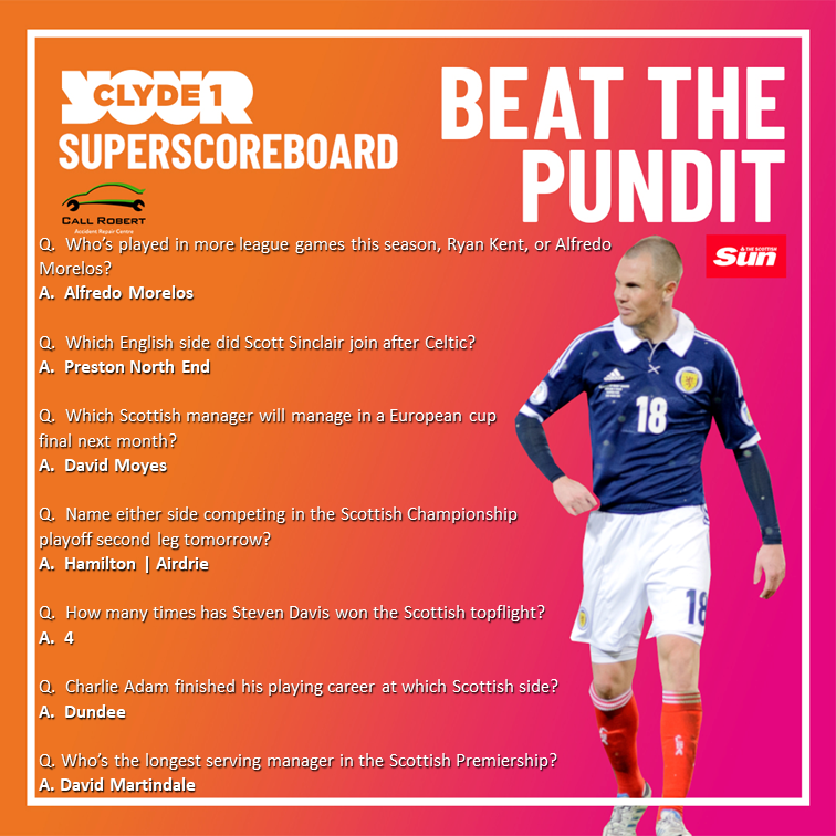 A rare loss for Kenny Miller on Friday's #BeatThePundit, losing 3⃣–2⃣ to Adam in Carluke thanks to Steven Davis and Alfredo Morelos ✒️⚽️

Adam: ✅❌🅿️❌✅✅
Kenny: ❌🅿️🅿️❌❌✅✅

You can play tonight - call before 7⃣pm to face <a href="/Hannahnaman/">Roger Hannah</a> (–1) or <a href="/dothebartman1/">Marvin Bartley</a> ☎️ 0141 951 1025