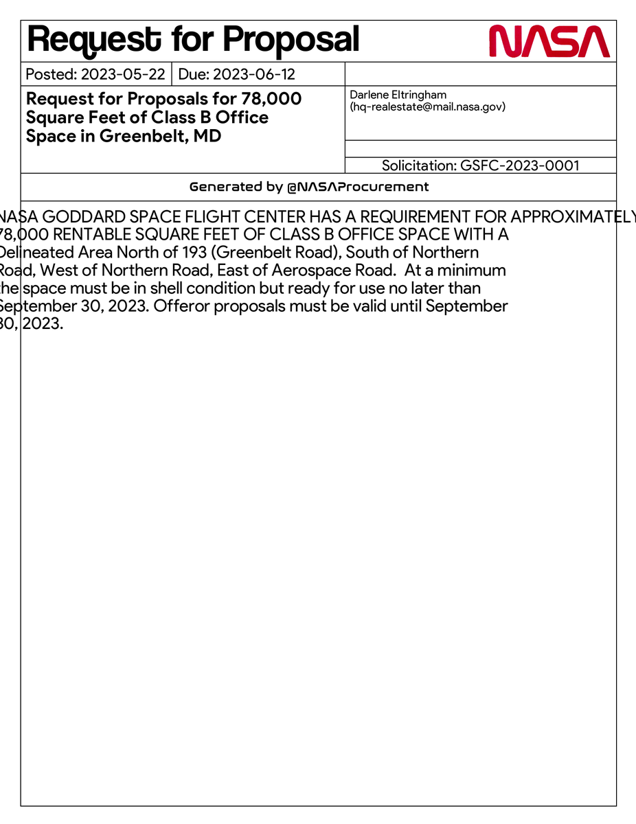 NASA Contracts on Twitter "Goddard Space Flight Center has issued an