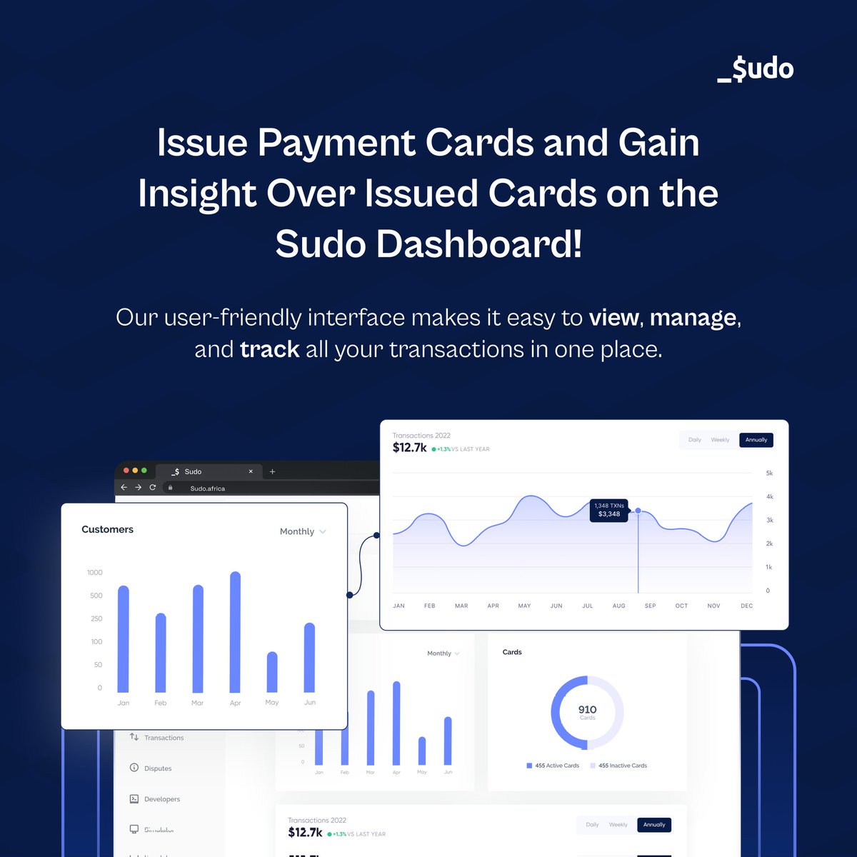 SudoAfrica's tweet photo. Monitor expenses in real-time and unlock valuable insights via the Sudo dashboard.
Visit https://t.co/OxNfvhKZWp to get started.
#SudoAfrica #SudoCards #SudoDashboard #programmablecards #fintech https://t.co/KifLfk9H0U