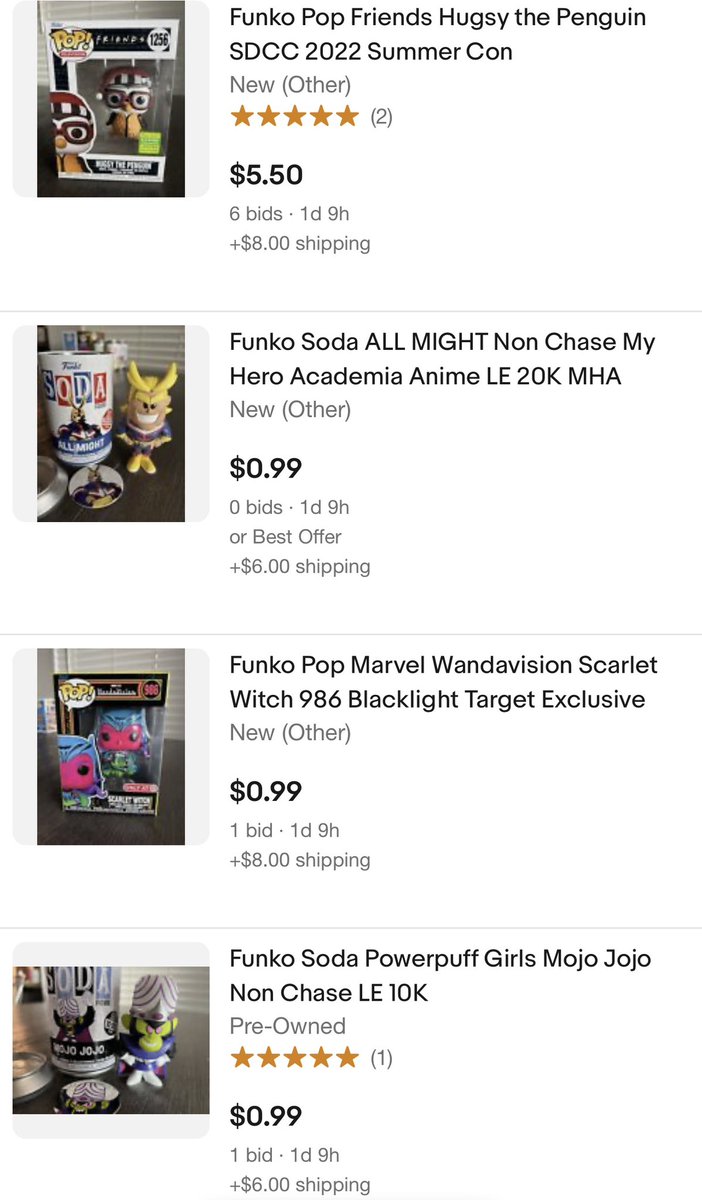 All #funko auctions start at 99 CENTS!

Calling all Star Wars Fans in the  #FunkoFamily ! These are ending tonight!

Tons of daily deals with 💯 feedback. Pls Like & RT! 👀 

ebay.com/sch/i.html?_dk…