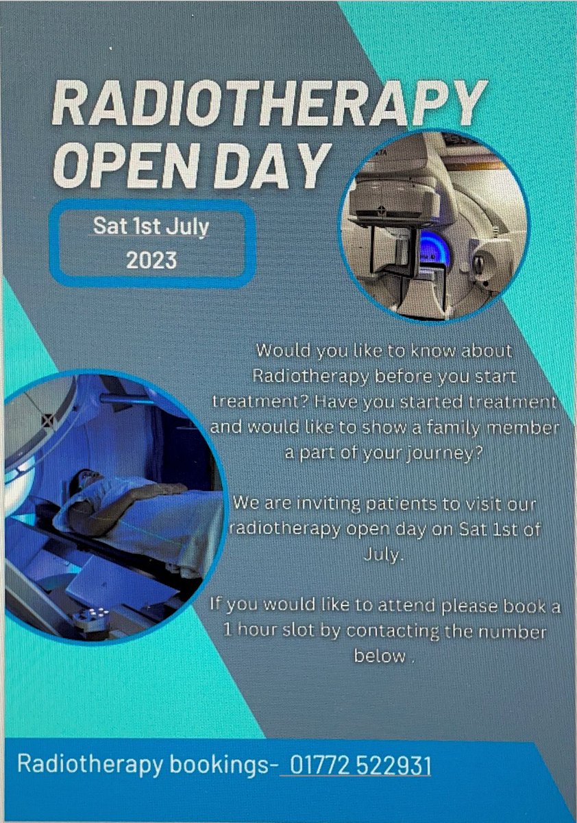 📢📢📢📢Spread the news! Our next Radiotherapy Open Morning is on Saturday 1st July. See poster below.