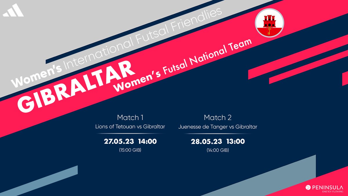 🚨 Gibraltar's Women's Futsal National team are traveling to Morocco 🇲🇦 to take part in a friendly double-header against Lions of Tetouan and Juenesse de Tanger on the 27th and 28th of May‼️

Stay tuned for more updates and squad information ⏩