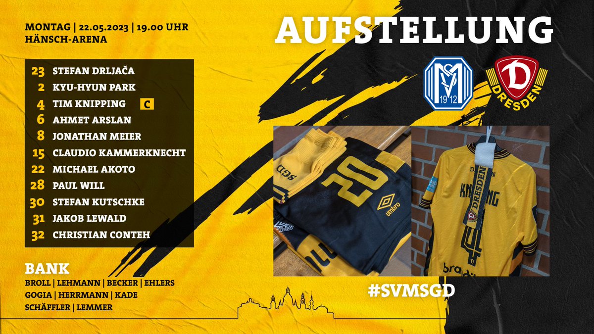 DynamoDresden's tweet image. Unsere Startelf für die Partie gegen den @svmeppen1912. 👇 #SVMSGD #sgd1953