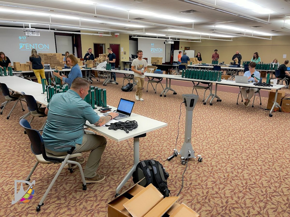 Our Technology Services department is preparing brand new document cameras for the 23-24 school year! #dentonisd #documentcamera #IPEVO