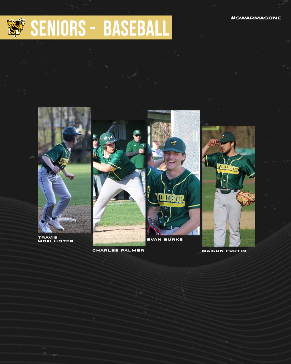 AthleticsWSD's tweet photo. It's the last regular season home game for these four seniors. Thank you to Charles, Travis, Maison and Evan for their contributions to Windsor baseball and athletics. #alwaysajack #swamasone https://t.co/OMTLHD5FFS