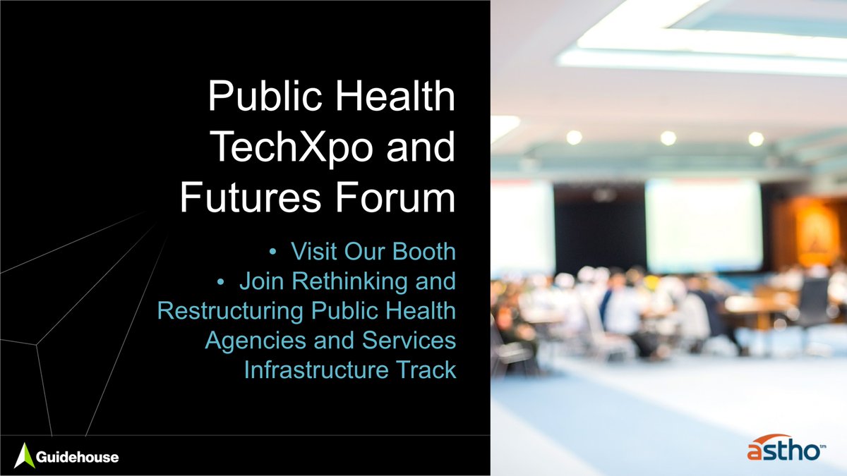 RT <a href="/GuidehouseHC/">Guidehouse Health</a> : Visit <a href="/Guidehouse/">Guidehouse</a>’s exhibit table, schedule a meeting with one of our experts, and/or join our concurrent session at the <a href="/ASTHO/">ASTHO</a> Public Health TechXpo and Futures Forum this week. #ASTHOTechXpo #astho Learn more: guidehouse.com/events/2023/05…