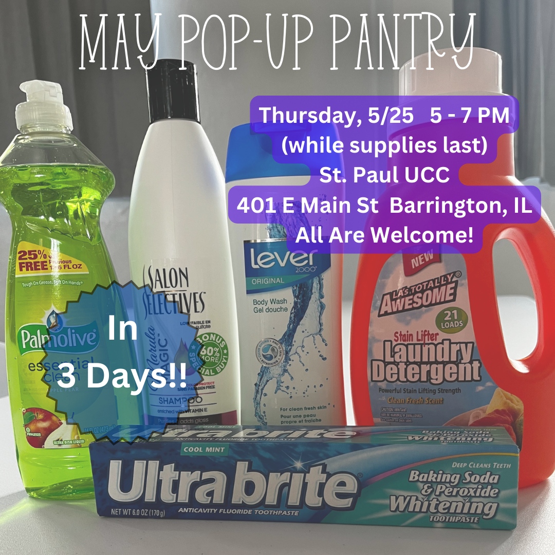 St. Paul's Pop-up Pantry will be offering household soap items on 5/25 while supplies last. If you are in need - come! If you know someone in need - share this notice! ⁠
#pantry ⁠
#householdgoods⁠
#helpingothers⁠
#loveyourneighbor
