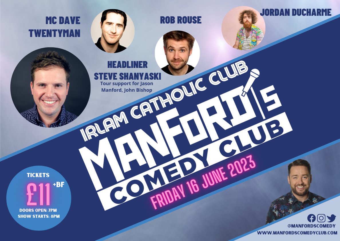 IRLAM!!! We have a fantastic lineup on June 16th featuring @TwentymanDave @robrouse @FunnyJordanD and @steveshanyaski