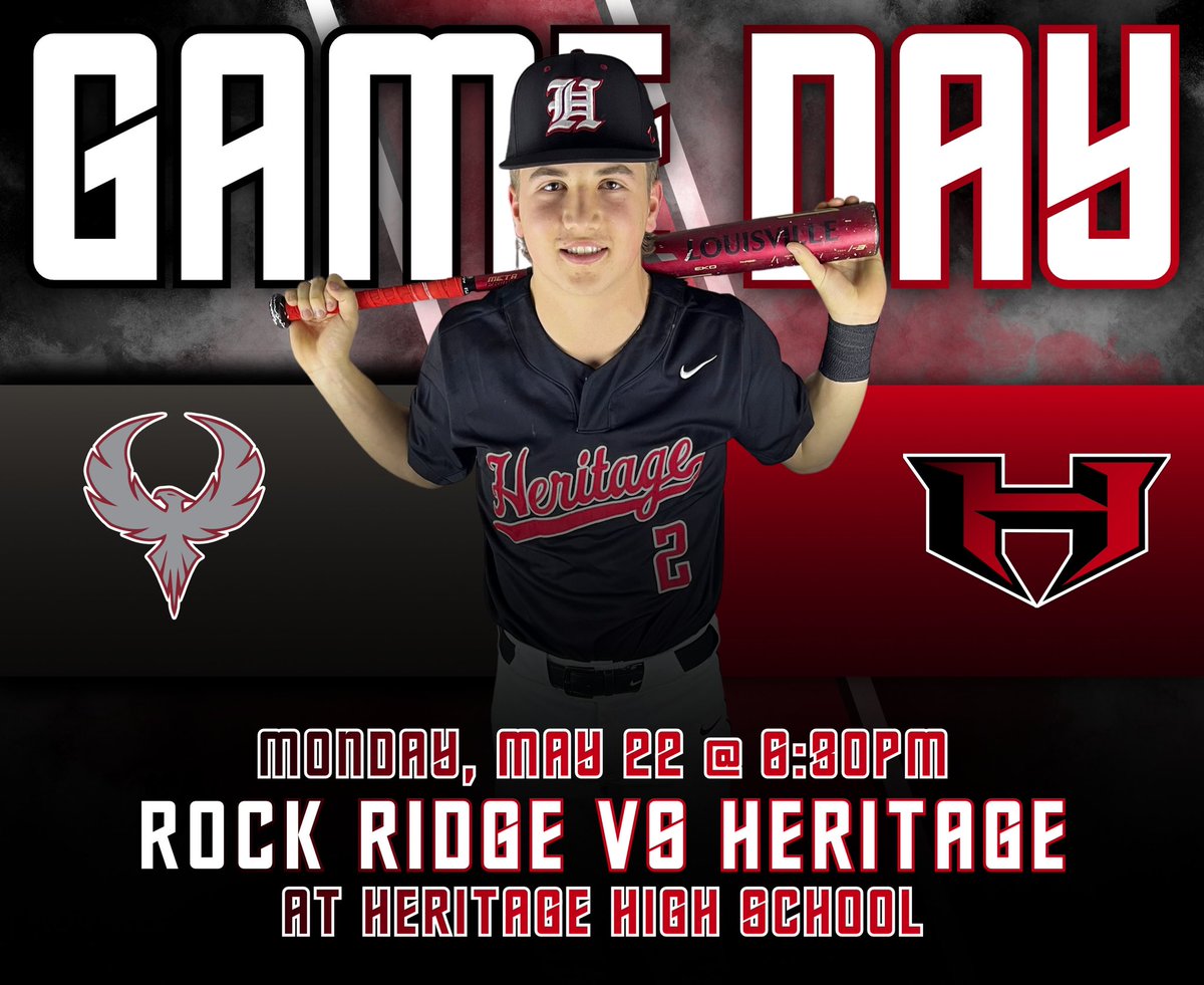 HeritageBSB's tweet photo. GAME DAY!

Playoff baseball starts tonight as we host the Rock Ridge Phoenix in a Dulles District tournament quarterfinal.

The game starts at 6:30 and will be streamed live on GameChanger! https://t.co/evQL3QZA62