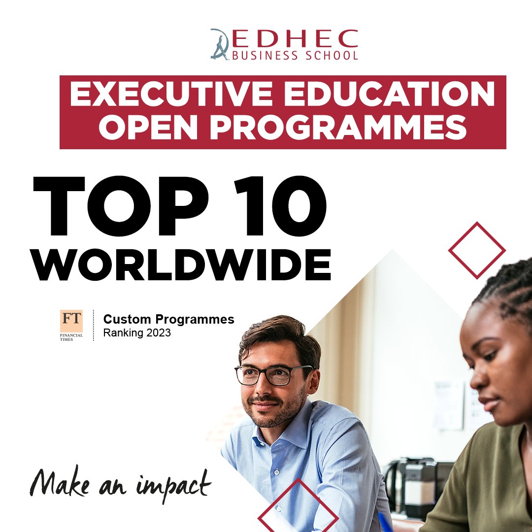 EDHEC_BSchool's tweet photo. #EDHEC is in the @FinancialTimes Top 10 worldwide for its Executive Education Open programmes,
Our academic excellence & its usefulness to companies are criteria recognised in the #FT' Executive Education 2023 ranking.
https://t.co/o31pjduzUO
#PositiveExcellence #MakeAnImpact" https://t.co/ss4A9Xrwdt