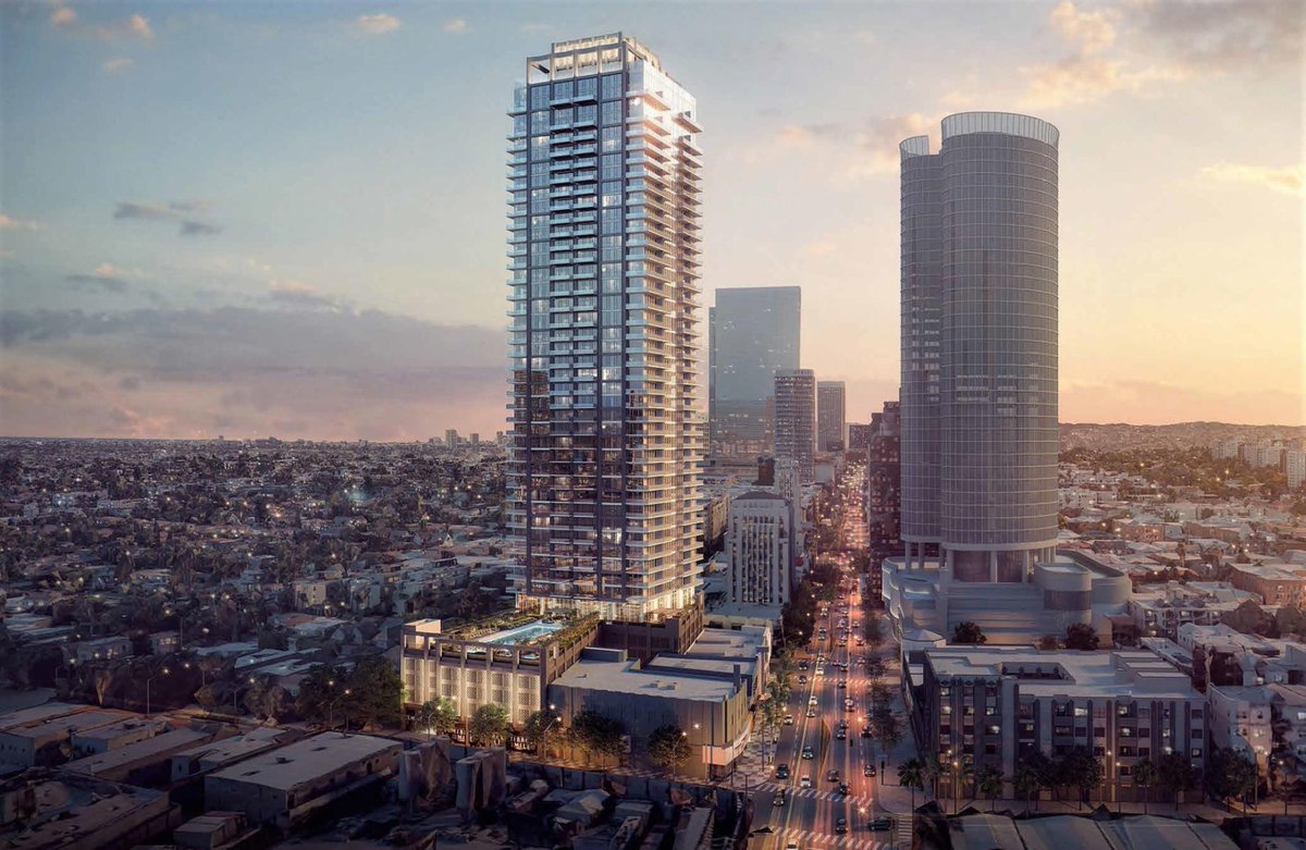 UrbanizeLA's tweet photo. .@onnigroup residential high-rise at 708 Cloverdale on track for 2026 groundbreaking - the 46-story tower would rise near @PurpleLineExt's Wilshire/La Brea Station https://t.co/XHJ14hi4mp https://t.co/Iu1UZtYYQi