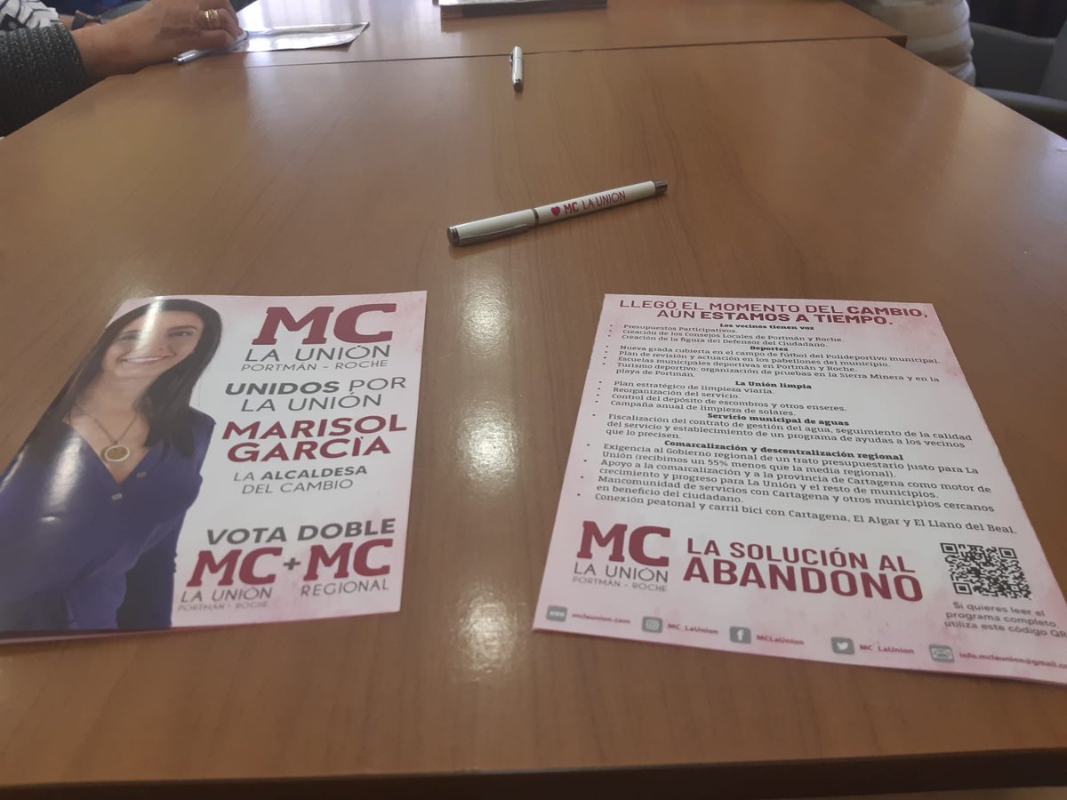 🗣️ Esta tarde, <a href="/MarisolGarLU/">Marisol Garcia</a>, Belén Murcia y <a href="/GinesRaja/">Gines Raja Hernandez</a>, explicando a representantes de la Asociación de #PersonasMayores de #Portmán las iniciativas de MC para mejorar la calidad de vida de los portmaneros.
 
⛏️ MC es el partido de #LaUnión, Portmán y #Roche.
 
🗳️Vota #MCLaUnión