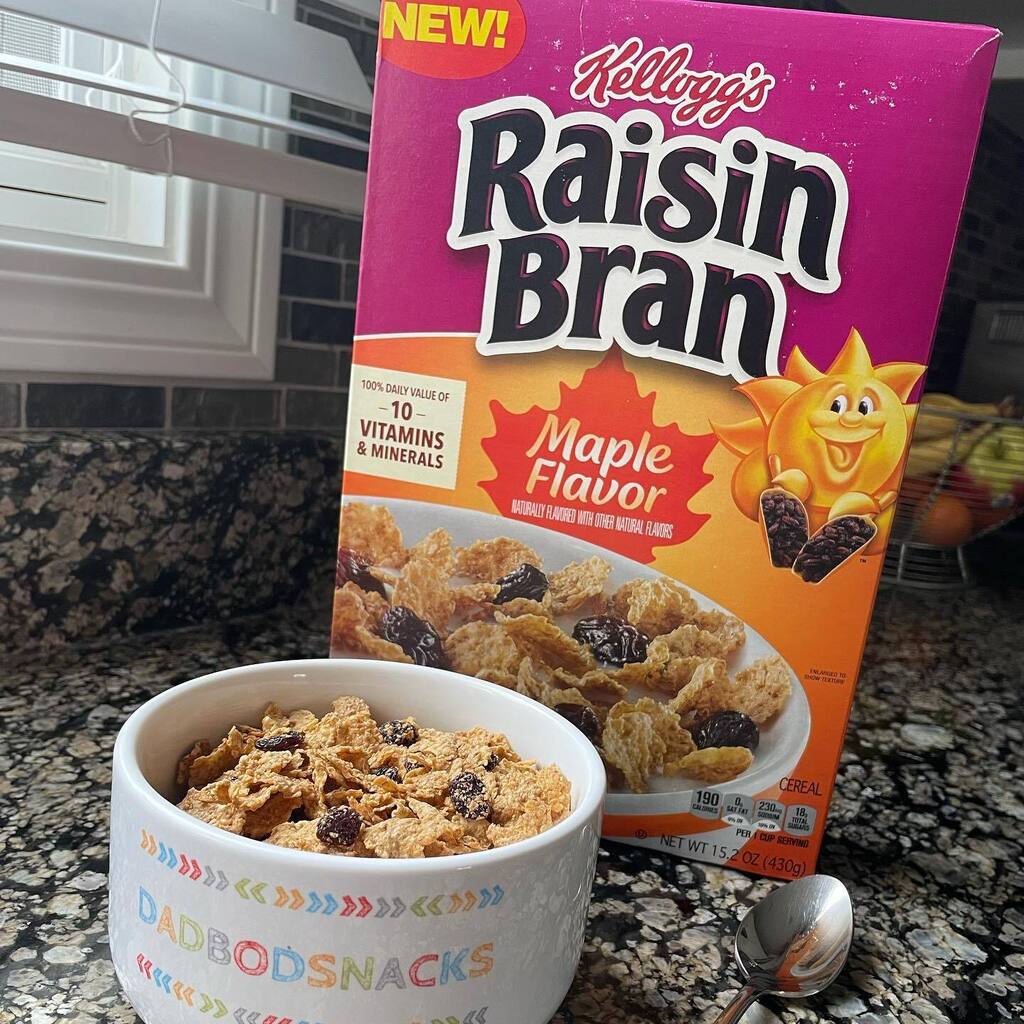 The nice people at @kelloggsus thought Raisin Bran needed an update and I needed to try it. And if you know me, I won’t turn down some free cereal. Lol. 

Maple Raisin Bran is out on shelves! Still boasting 2 scoops of raisins in each box and all the bra… instagr.am/p/CsjMj7JujUt/