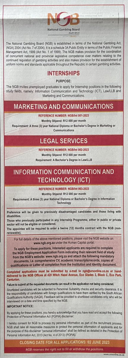 📣📰📌Vacancies Thread: Please RT and help someone secure a job. Sunday Times, 21 May 2023 #Jobseekerssa #HireAGraduate #JobAdviceSA #GirlTalkZA #KeaJobSeeker #JobseekersWednesday #UnemployedGraduates #Whoishiring #JobAlert