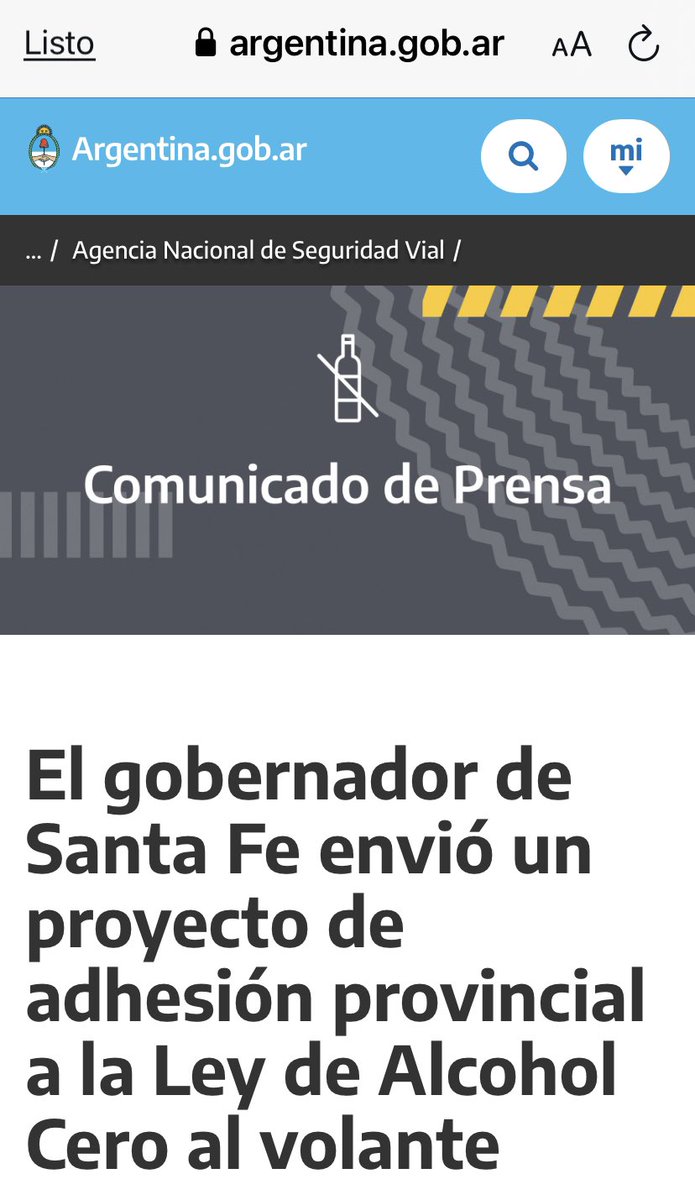 CompromisoVial's tweet photo. 👉 COMUNICADO 
#AlcoholCero para Santa Fe. 
Solicitamos a @CamaraDipSF acompañen y aprueben el proyecto enviado por el Gobernador @omarperotti @GobSantaFe a la legislatura para la URGENTE aprobación de esta nueva normativa https://t.co/VMiWz4ph3u