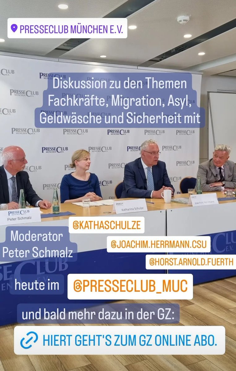 Bay. GemeindeZeitung (@gz_aktuell) on Twitter photo Diskussion zu den Themen #Fachkräfte, #Migration, #Asyl, #Geldwäsche und #Sicherheit mit <a href="/KathaSchulze/">Katharina Schulze</a>, Staatsminister Joachim Herrmann und <a href="/HorstArnold_SPD/">Horst Arnold MdL SPD</a> heute im <a href="/PresseClub_MUC/">PresseClub München e. V.</a> und bald in der GZ: steadyhq.com/de/gemeindezei… Diskussion zu den Themen #Fachkräfte, #Migration, #Asyl, #Geldwäsche und #Sicherheit mit <a href="/KathaSchulze/">Katharina Schulze</a>, Staatsminister Joachim Herrmann und <a href="/HorstArnold_SPD/">Horst Arnold MdL SPD</a> heute im <a href="/PresseClub_MUC/">PresseClub München e. V.</a> und bald in der GZ: steadyhq.com/de/gemeindezei…