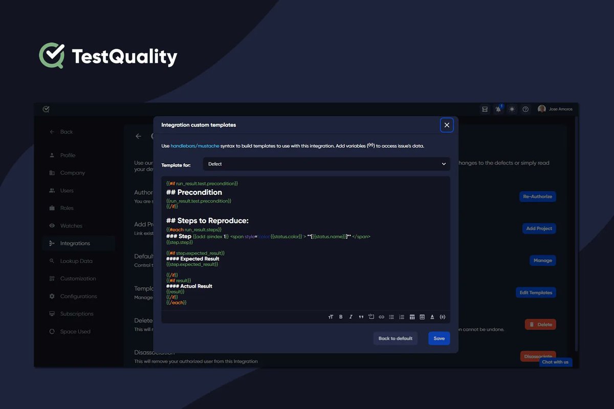 _TestQuality's tweet photo. π¨ Do you know that Defects and Requirements in #GitHub or #Jira can have your very own custom template in TestQuality?
We explain in our Blog the importance of #SoftwareDefectReporting π https://t.co/zIWTmKVMUs
#SoftwareTesting #QA #Testing #TestManagement #TestQuality https://t.co/gdmbwIs8AU