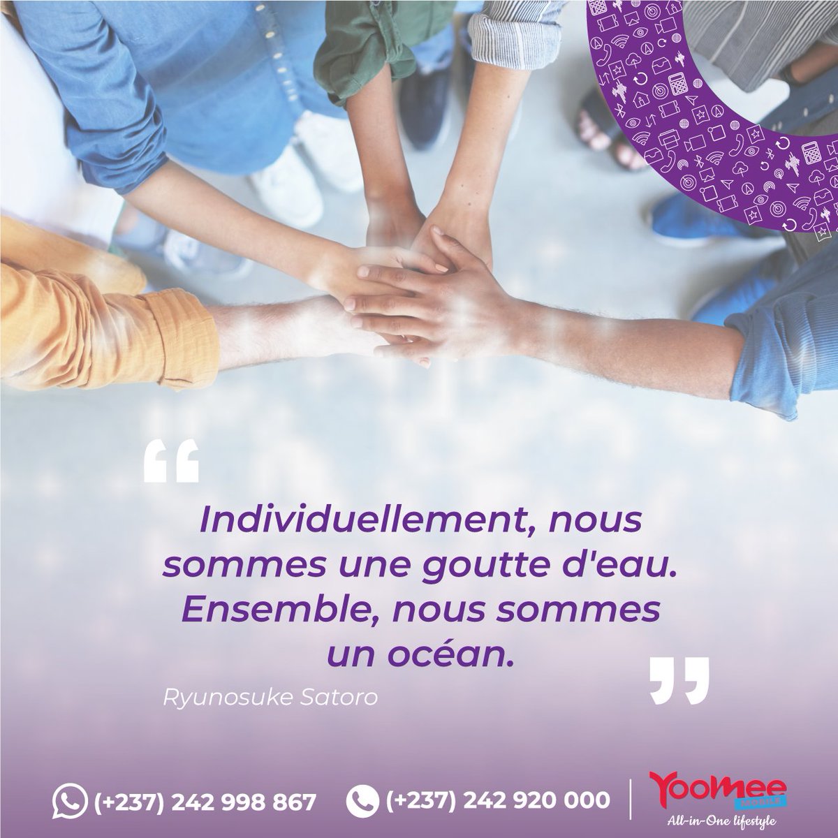 Yoomee_mobile's tweet photo. Ensemble on est plus forts...
Soutenons-nous 
Soutenons le 237... 
Excellente semaine à tous !
.....................
Together we are stronger...
Let's support each other 
Let's support 237... 
Have a great week !

#HappyMonday #TeamSpirit #MondayMotivation #YoomeeMobile https://t.co/pt53EWCzWO