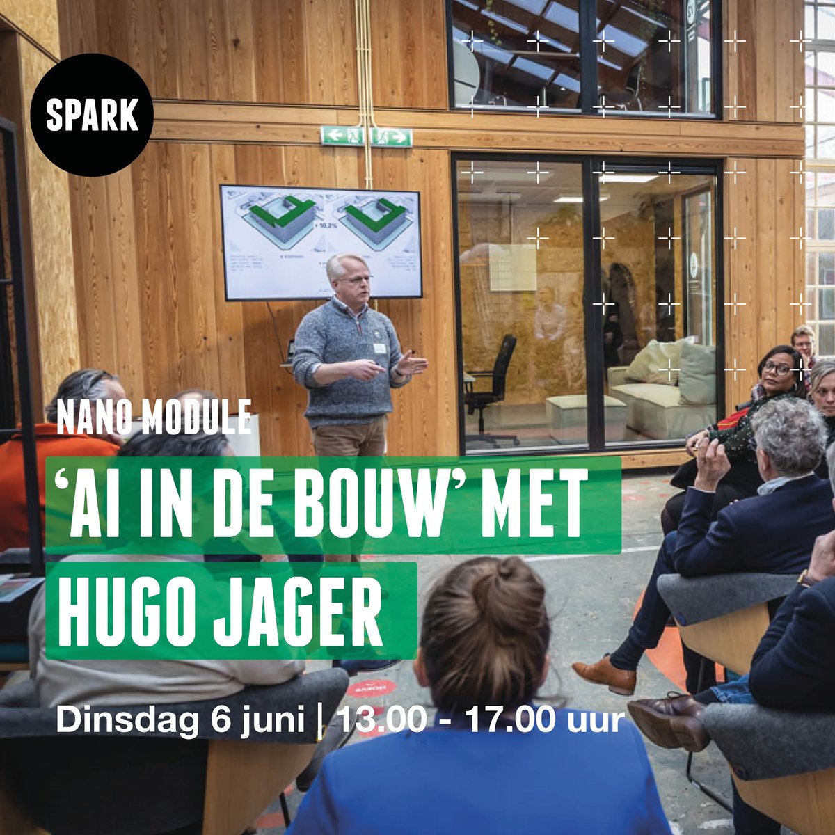 SPARK_Campus's tweet photo. Wil je weten wat AI volwassenheid van jouw bedrijf is? Experts Hugo Jager (PLANALOGIC) en Matthijs Bookelmann (@jadsmkbdatalab) delen hun kennis en ervaring over de kansen van artificiële intelligentie voor bouwsector in nano module 'AI in de Bouw' https://t.co/xP0Sq6Mwjw https://t.co/xW2QbeWYkz