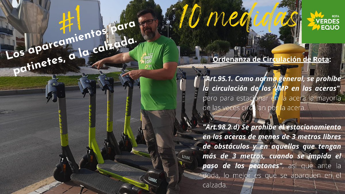abralom's tweet photo. Ayer presenté #10medidas rápidas, sencillas y baratas para aplicar en #Rota si Verdes @equorota entrara a gobernar. Y hoy explico las dos primeras, porque #lascosashayqueexplicarlas con la legislación por delante😉
1️⃣🅿️🛴
2️⃣🏖🐕
#RotaMásQVerde https://t.co/JaoxJFfnQE