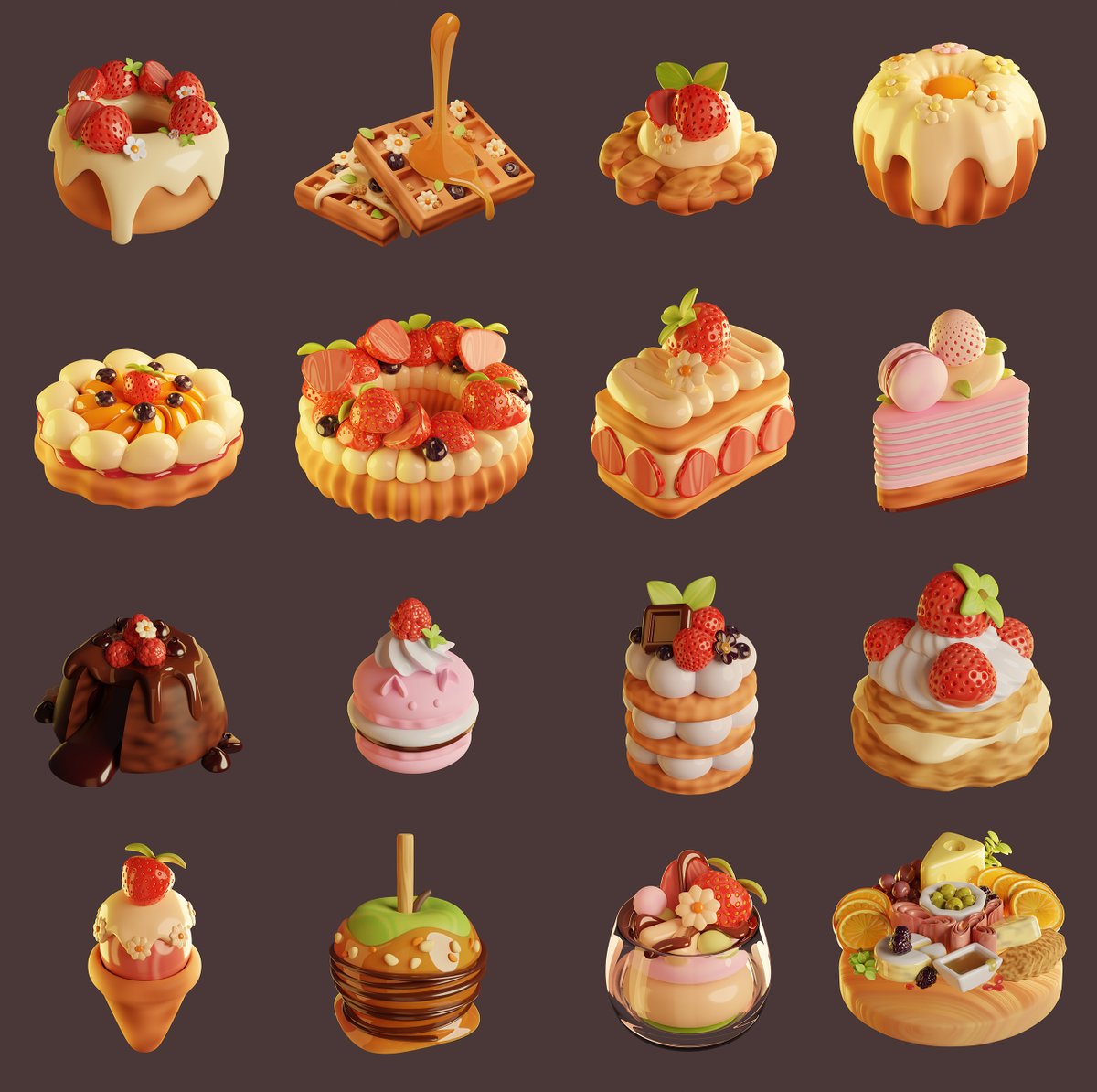 A compilation of some of the dessert that i'd been making so far, it's really satisfying to see how far i've come with blender! 

I love glossy strawberry desserts 🍓✨

.

.

#blender3d #3dart #b3d #dessert #cakes #cakeart #3ddessert #3dcake #strawberry #icecream #cutedessert