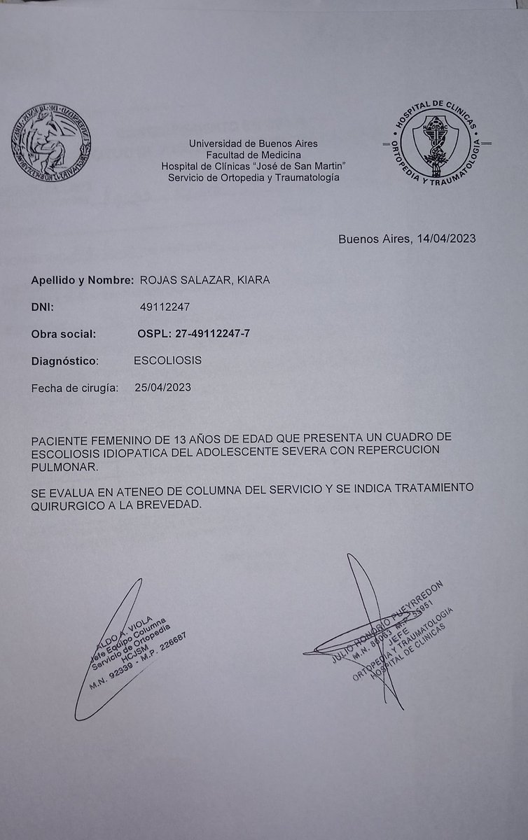 milidsalazar's tweet photo. #AYUDA kiara nec3sita operarse y la Obra social del personal de ladrilleros no responde al pedido del material quirúrgico.#OsLp
@marielfmoreno1 @MovimientoEvita @chino_navarrook @ComunesArg @daiana_anadon @lisdiazok @Kicillofok @Diputados_Todos @UTEPoficial @gaba_cala @ludeponti https://t.co/hsCKIzv866