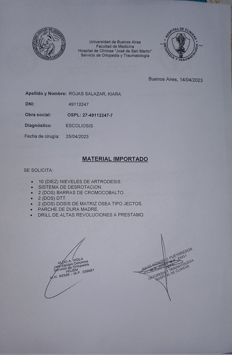 milidsalazar's tweet photo. #AYUDA kiara nec3sita operarse y la Obra social del personal de ladrilleros no responde al pedido del material quirúrgico.#OsLp
@marielfmoreno1 @MovimientoEvita @chino_navarrook @ComunesArg @daiana_anadon @lisdiazok @Kicillofok @Diputados_Todos @UTEPoficial @gaba_cala @ludeponti https://t.co/hsCKIzv866