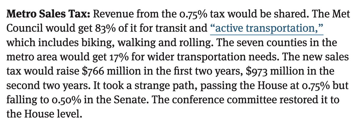 MattFrommer's tweet image. I've got some policy envy this morning over Minnesota's new transportation bill. A few highlights: 

😍 Swoon (part 1): Big funding for transit, bike, walking &amp;amp; rolling: