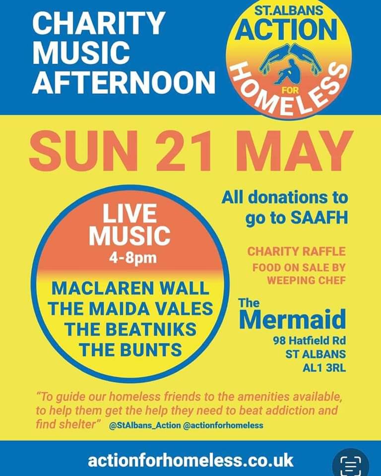 Amazing Charity Day at @MermaidStAlbans with 4 bands over 4 hours raising £1,600 for @StAlbans_Action. Thanks to @AlecTomasso🍲 for food and @TheMaidaVales The Bunts, MacClaren Wall & the BEATNIKS for music 🎶 @albanconnection @DeeClared @eyesonstalbans @Keithybabey @StTastes 🎵