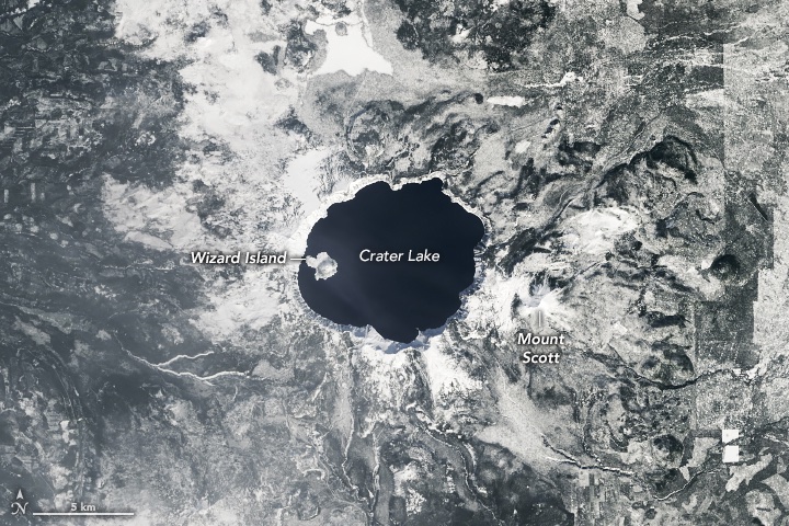 #DYK Oregon's Crater Lake is the deepest lake in the United States and among the deepest in the world?

#Landsat 8 acquired this natural-color view of the lake on March 18, 2023 🛰️