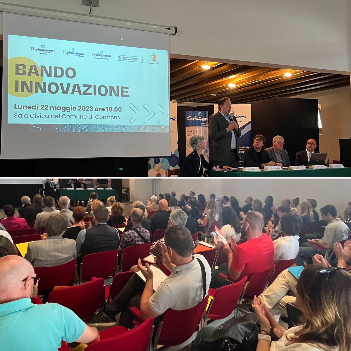🟢 L’Assessore alle attività produttive del #FVG, <a href="/SergioBini68/">Sergio Bini</a> a Corrmòns con le #Confartigianato di #Gorizia e #Udine per presentare il nuovo bando PR/FESR che incentiva l’#innovazione delle #imprese.