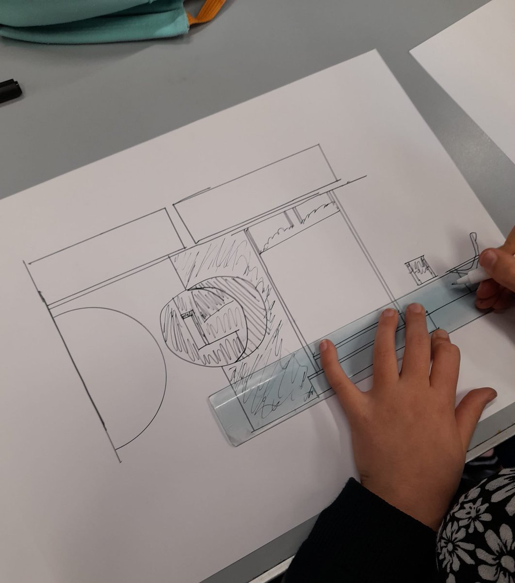 Whitchurch1's tweet photo. @PHILDEAN1963 Y5 enjoyed looking at your work as they took on the role of an architect. Thinking about the responsibilities to create a better world for us by exploring whether we should "dream big or small" when planning a building for the future. #wpsart @accessart https://t.co/HvqKXZB7td