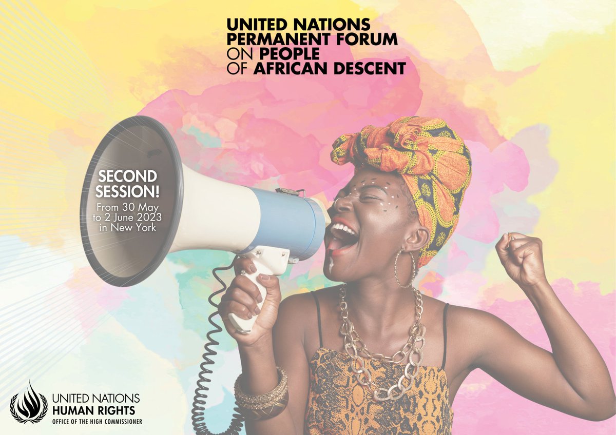 UN_HRC's tweet image. The Permanent Forum on People of #AfricanDescent will hold its 2nd session from 30 May to 2 June 2023 at @UN Headquarters in NYC.

As an advisory body to the Human Rights Council, #PFPAD provides a platform to #FightRacism &amp;amp; #LearnSpeakUpAct.

More INFO ➡️tinyurl.com/PFPAD2Media